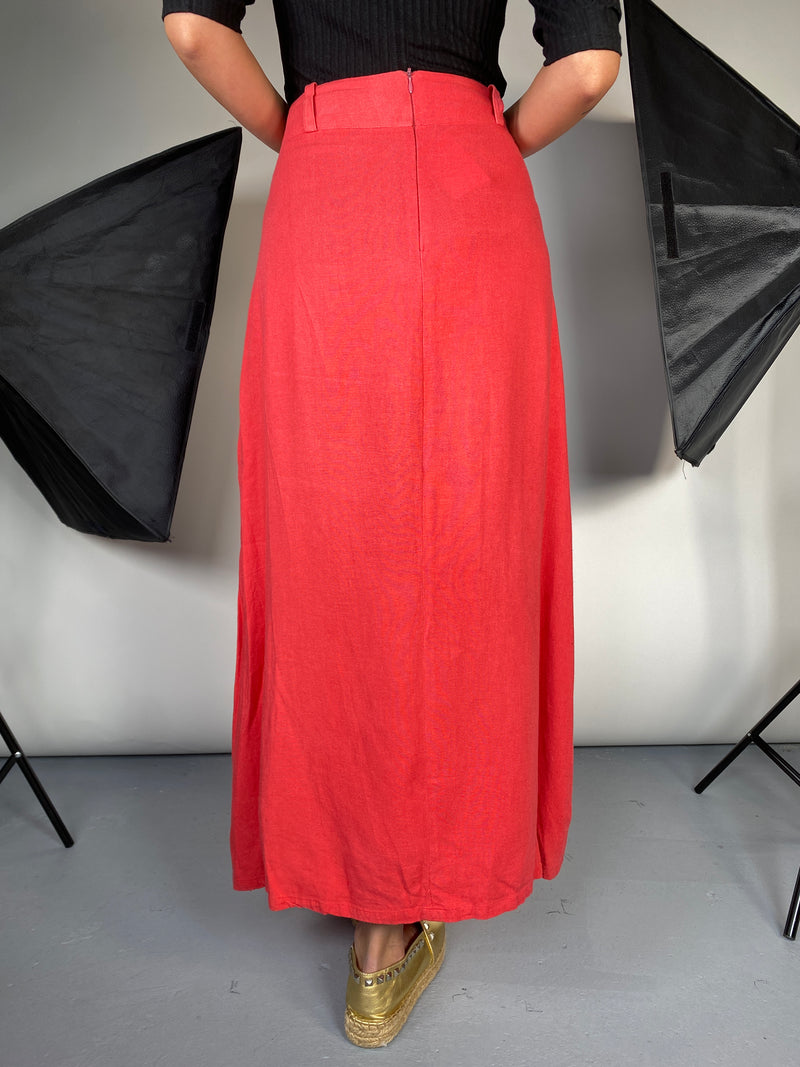 Falda Maxi Lino Coral