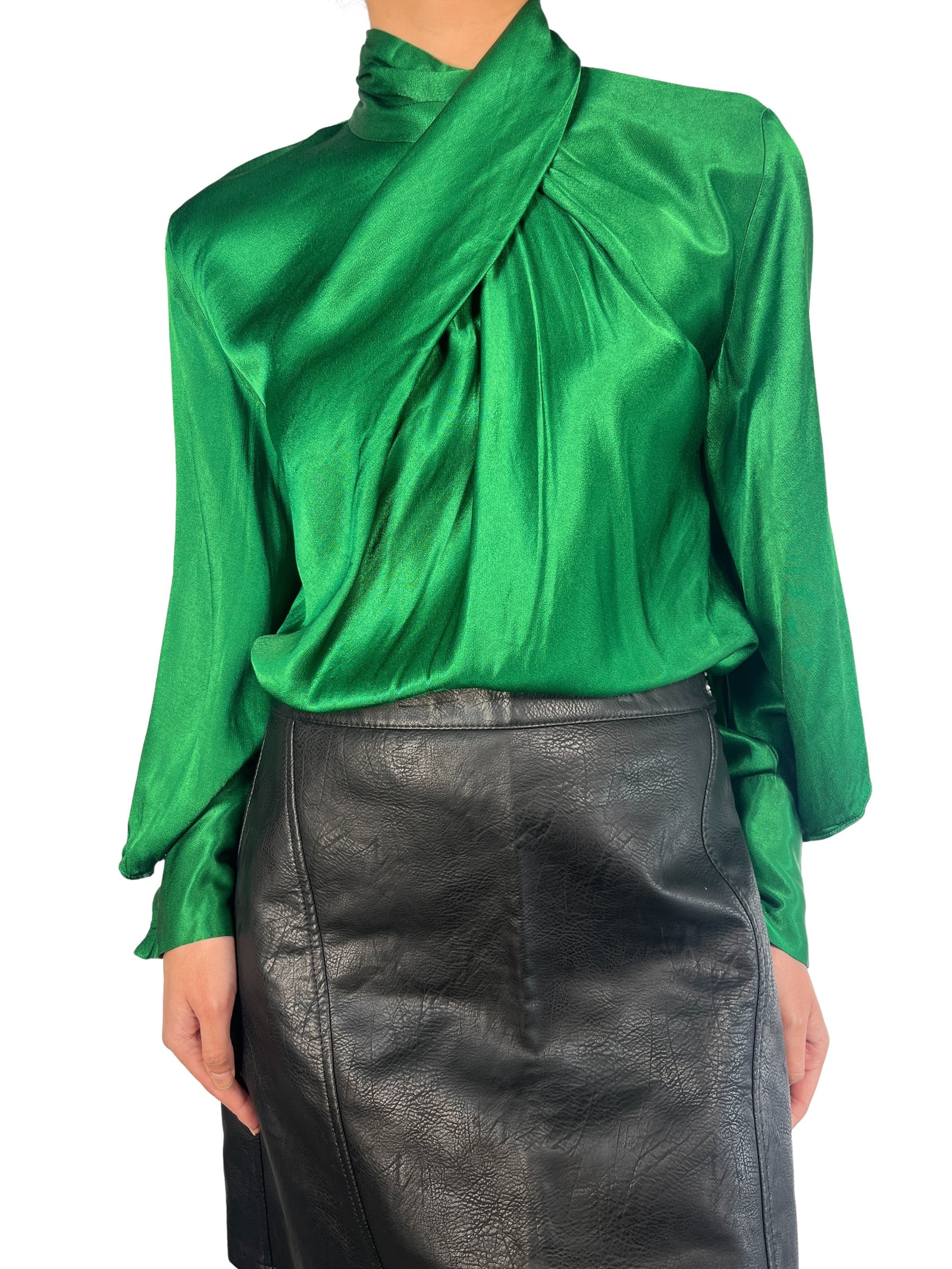 De Fiesta Comprar Blusas Zara Blusa Verde Satinada ZARA