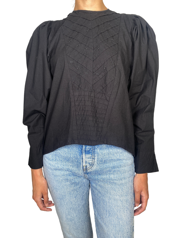 Blusa Negra Manga Obispo