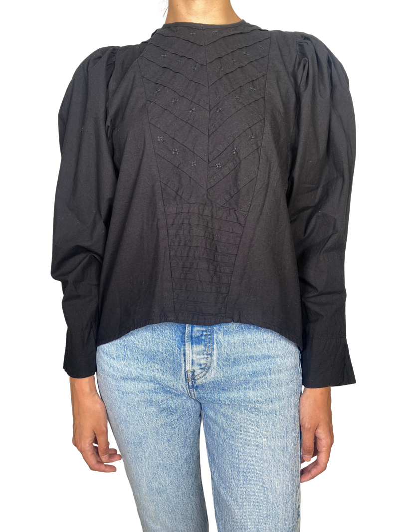 Blusa Negra Manga Obispo
