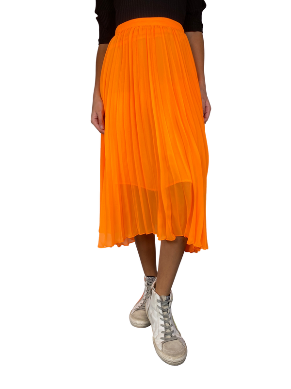 Falda Plisada Naranja Fluorescente