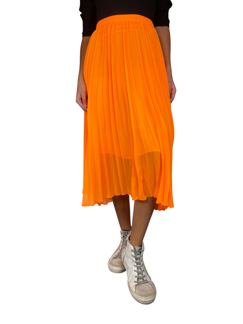 Falda Plisada Naranja Fluorescente