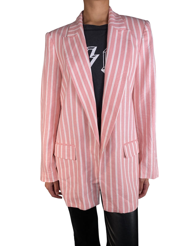 Blazer Lino Rosado A Rayas