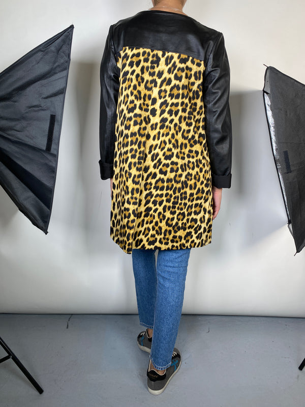 Chaqueta Cuero y Textil Animal Print