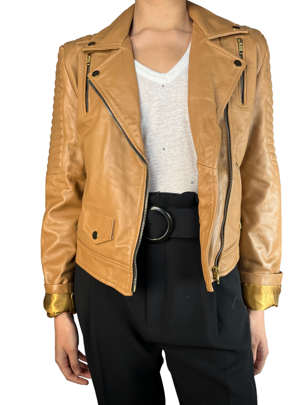 Chaqueta Cuero Camel