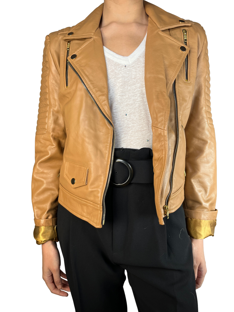 Chaqueta Cuero Camel