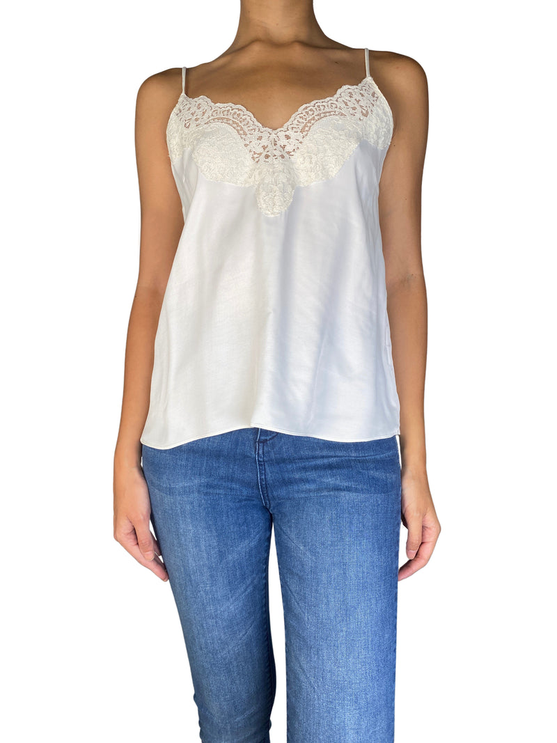 Blusa De Encaje Blanca Tirantes