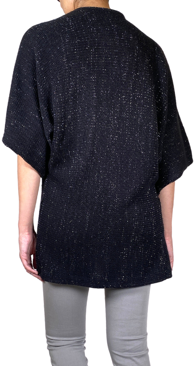 Sweater Negro Con Hilos Metalizados Plateado