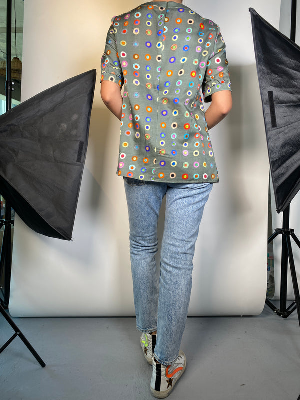 Blusa Estampada Plisada