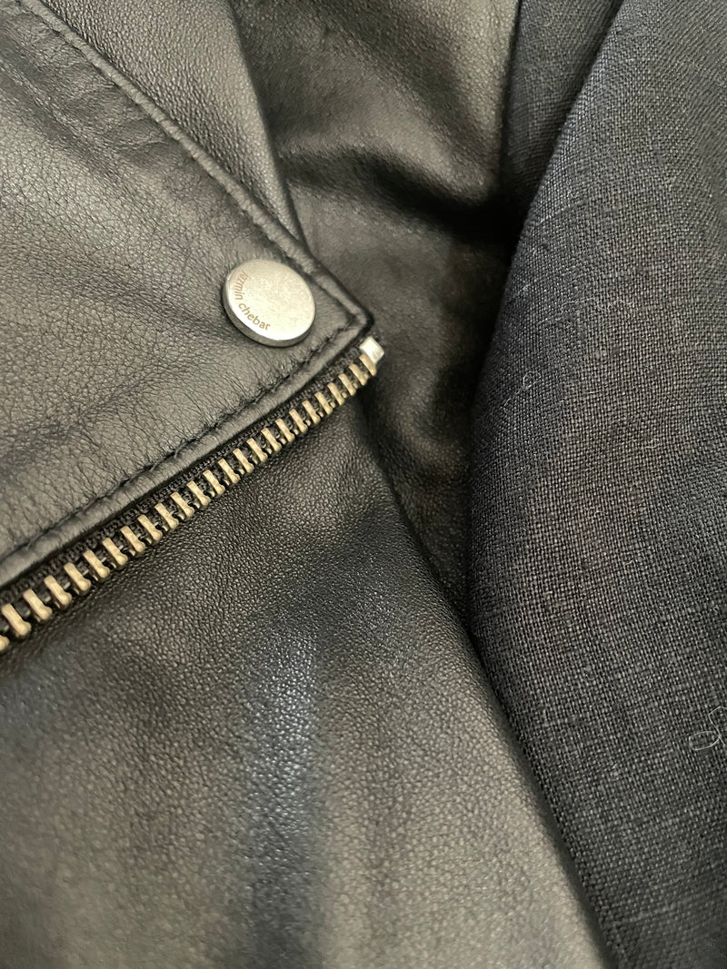 Chaqueta Cuero y Lino