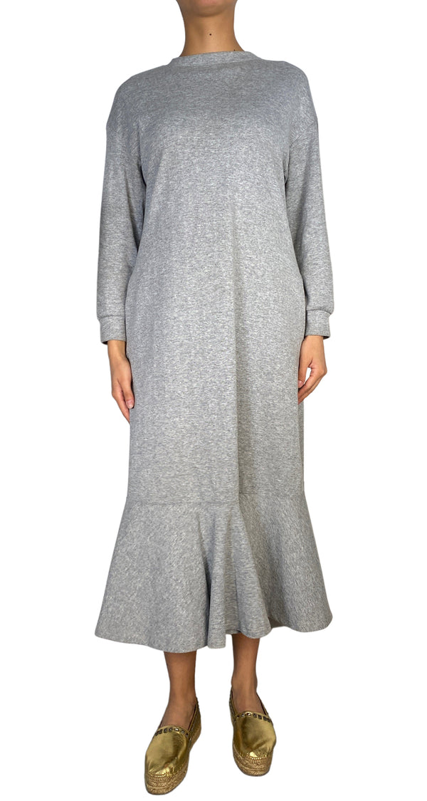 Vestido Midi Gris Manga Larga