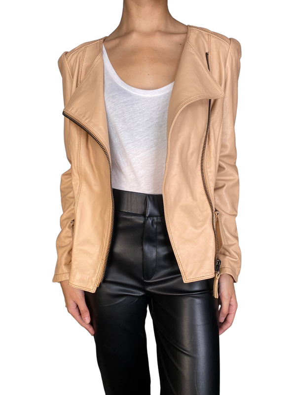Chaqueta Cuero Camel