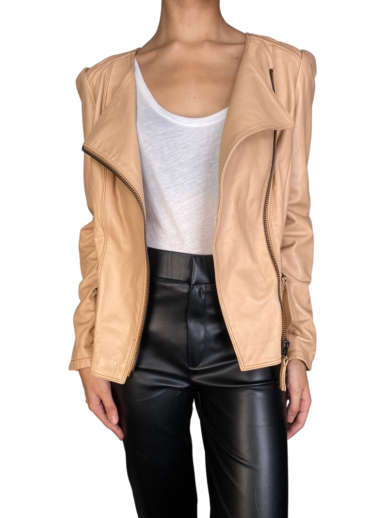 Chaqueta Cuero Camel
