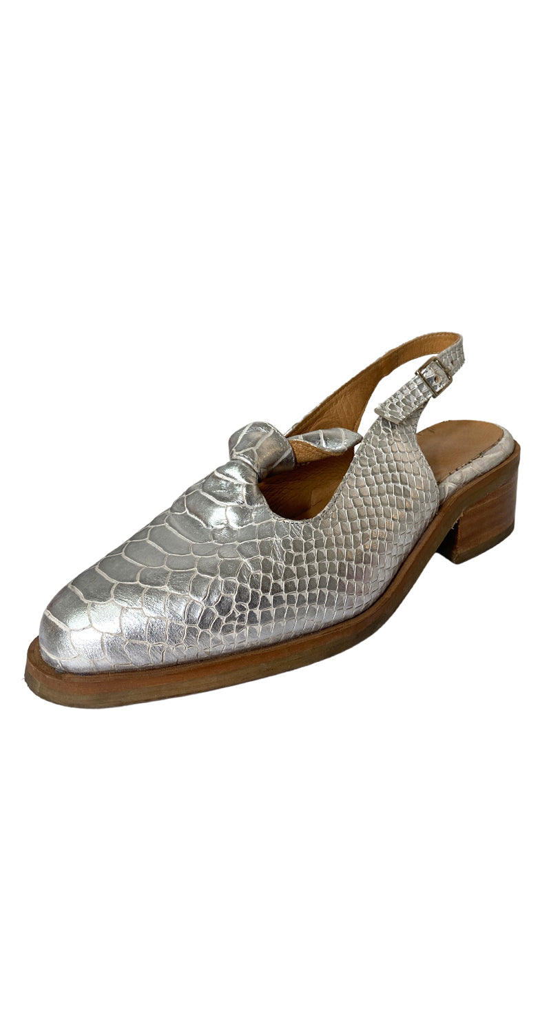 Babuchas Cuero Plateado
