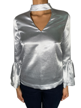 Blusa Plateada Satinado