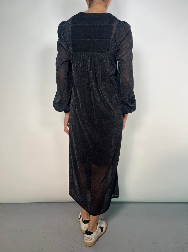 Vestido Hilos Metalizados Traslucido