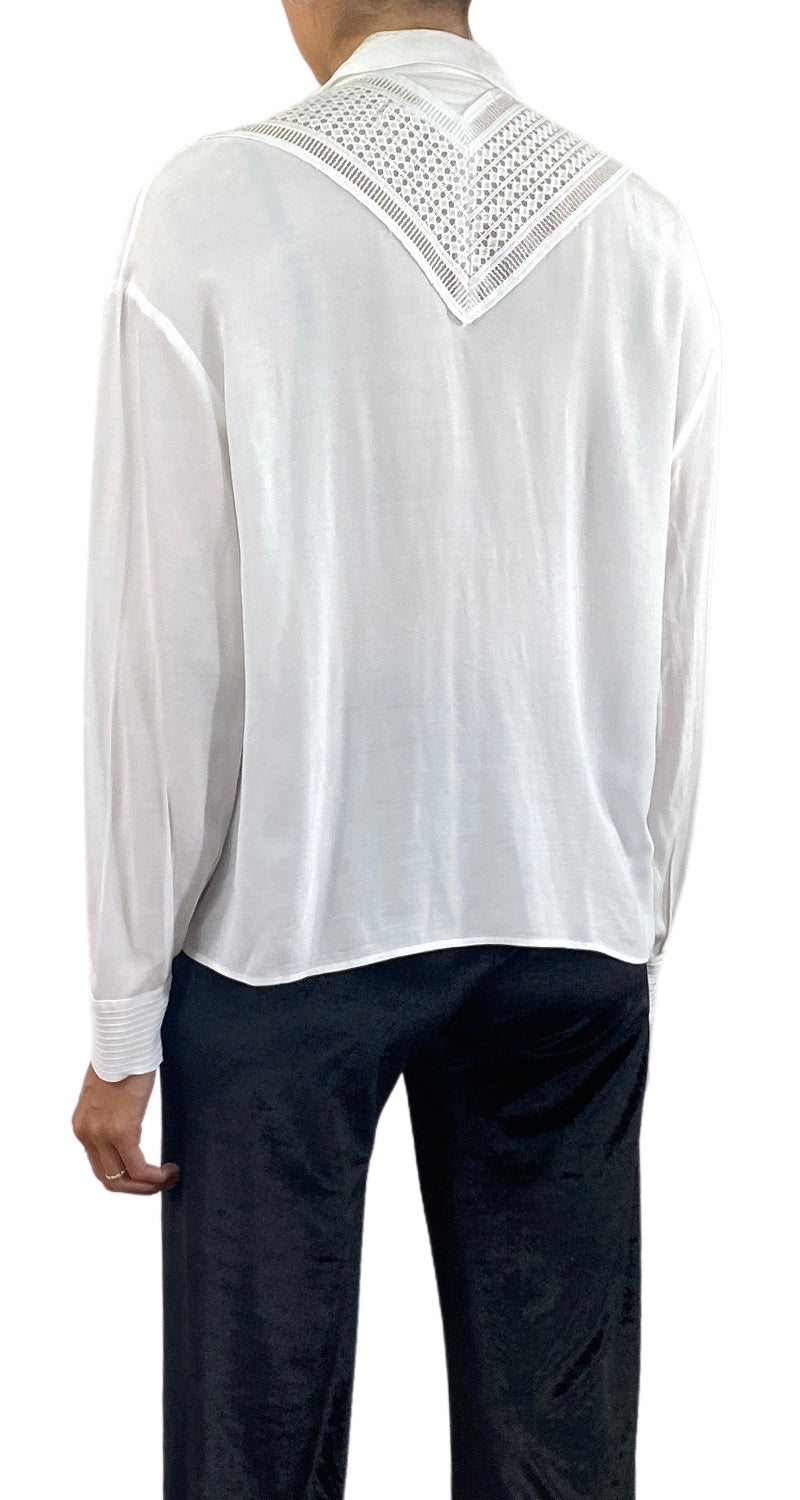 Blusa Blanca Macramé