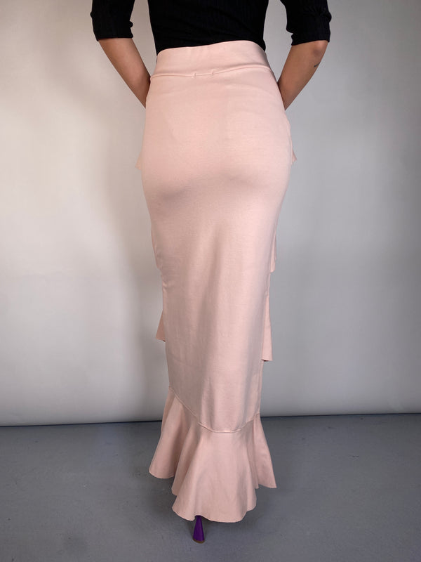 Falda Rosa Pastel Con Vuelos