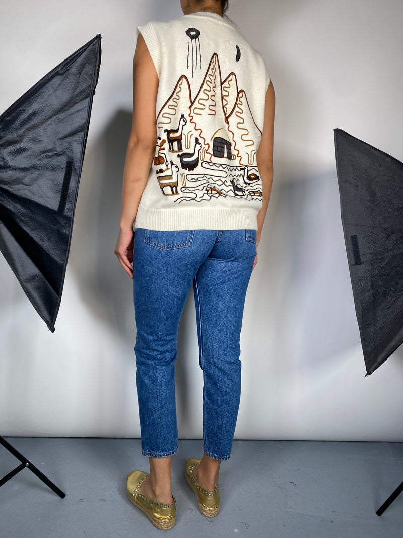 Sweater Bordado Sin Mangas