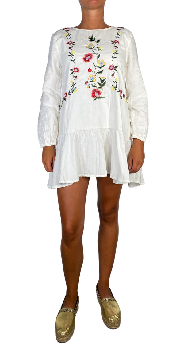 Vestido Mini Bordado Flores