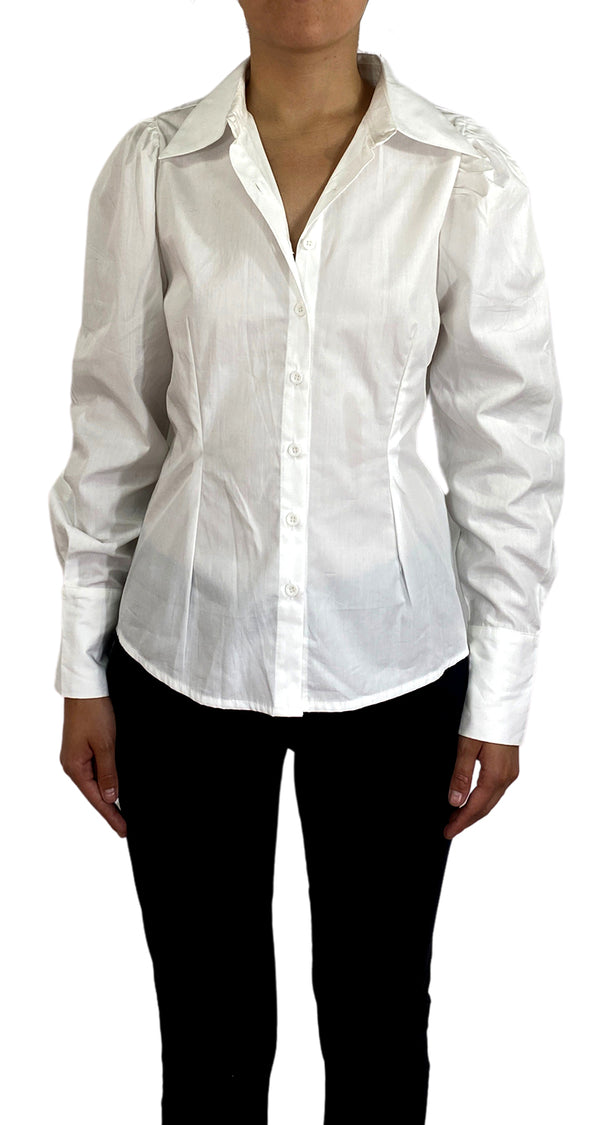 Blusa Blanca Mangas Aglobadas