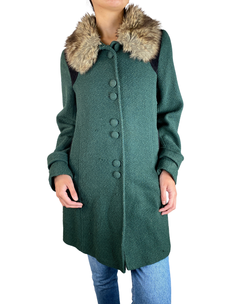 Abrigo Con Pelaje Sintético en Cuello