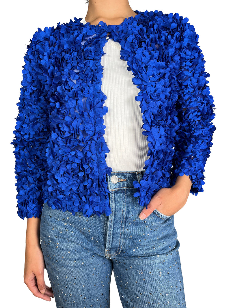 Tapado Flores Azul Rey