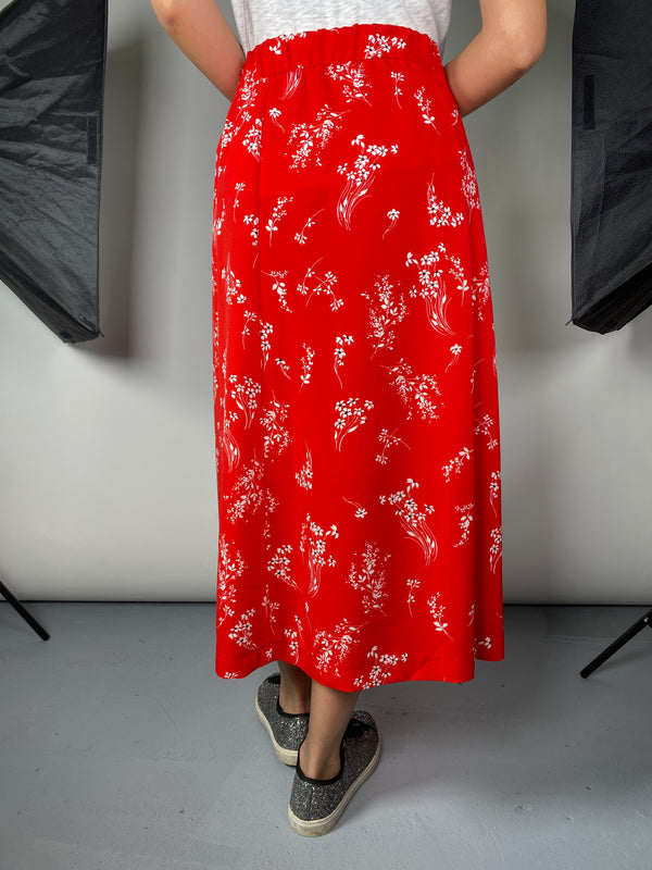 Falda Roja Floreada