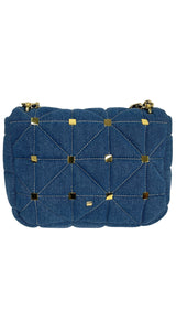 Bolso Blue And Gold Studs
